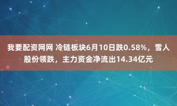 我要配资网网 冷链板块6月10日跌0.58%，雪人股份领跌，主力资金净流出14.34亿元